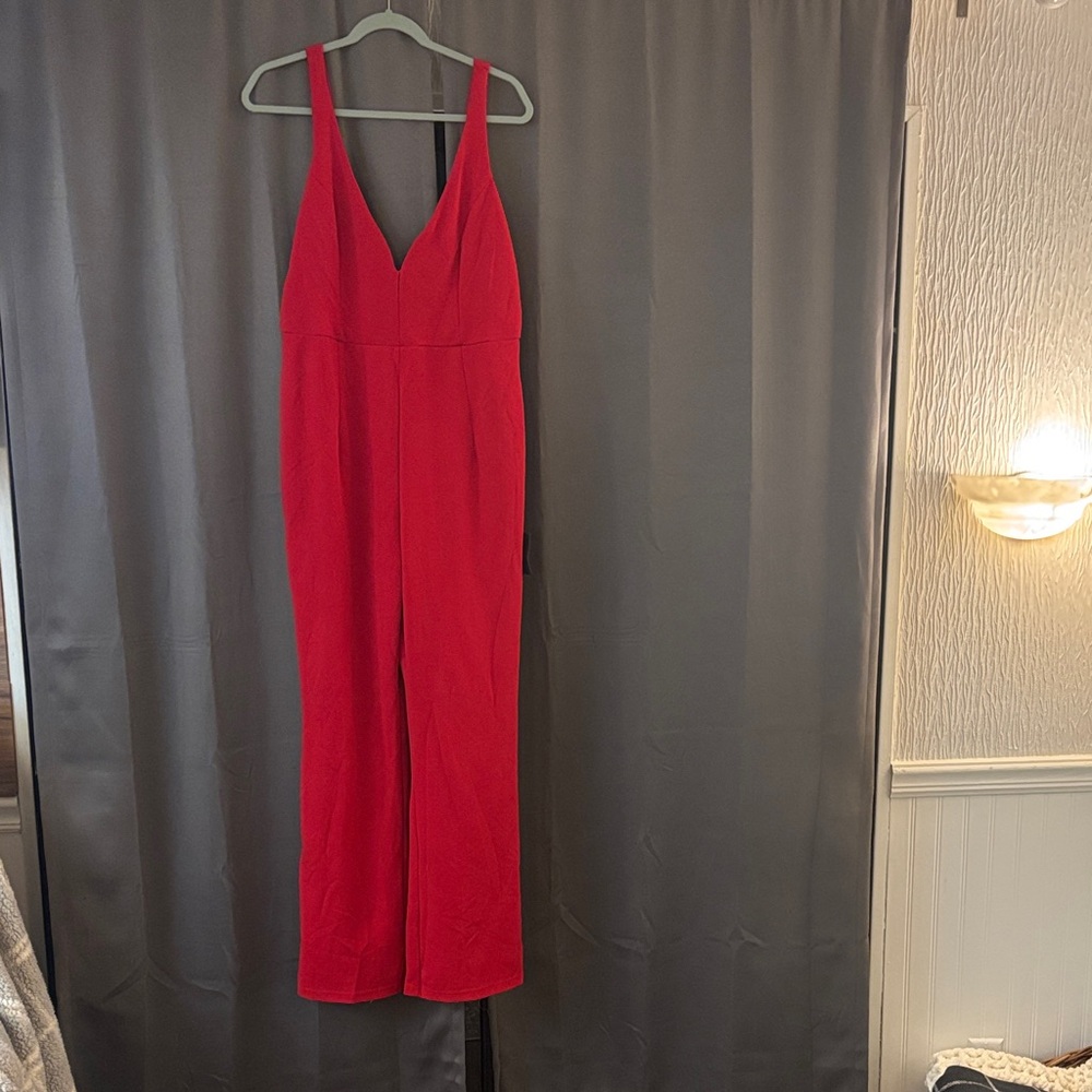 Lulu's Vibrant Red Jumpsuit